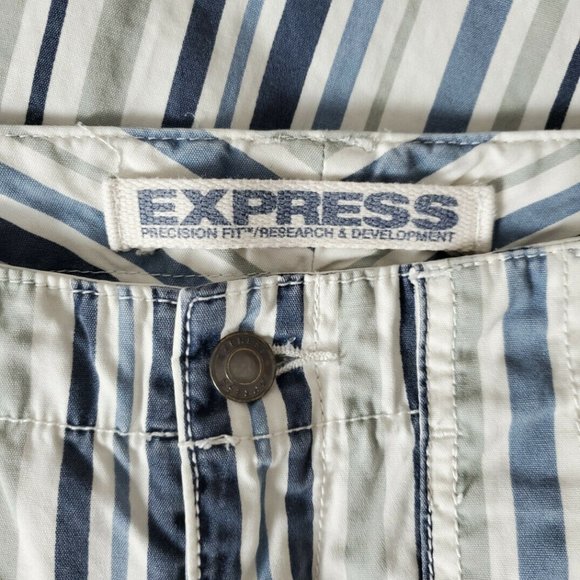 Express Precision Fit Retro Blue White Striped Wide Leg Cotton Pants Size 9/10 - Picture 5 of 8